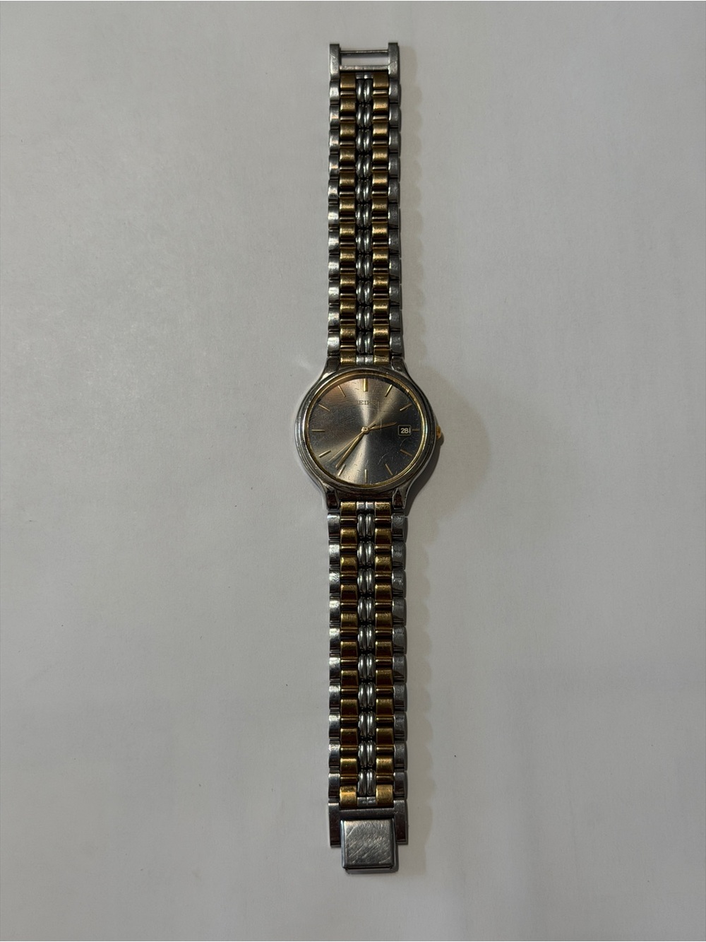Seiko Watch Men 33mm Gray Dial Two Tone